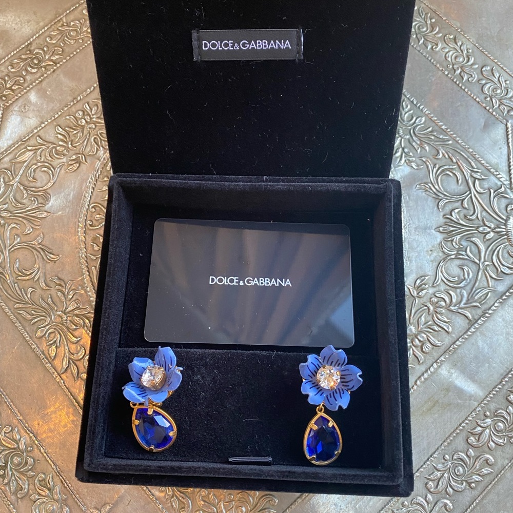 Dolce & Gabbana blue and gold earrings. - Picture 5 of 7